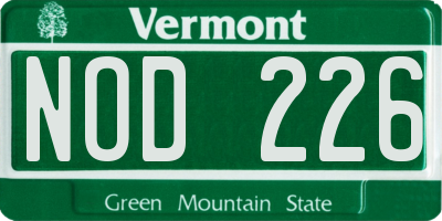 VT license plate NOD226