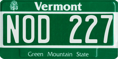 VT license plate NOD227