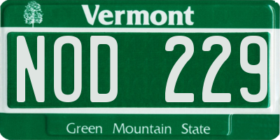 VT license plate NOD229