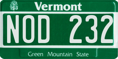 VT license plate NOD232