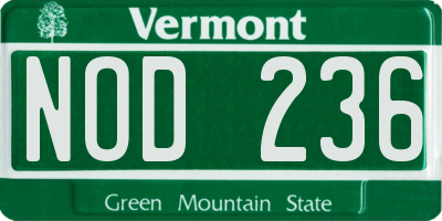 VT license plate NOD236