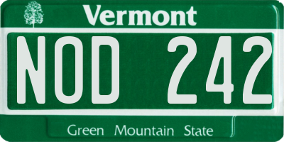 VT license plate NOD242