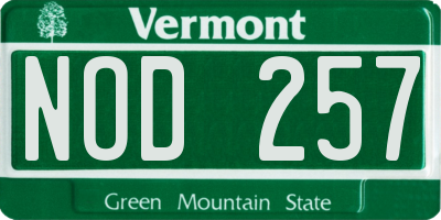 VT license plate NOD257