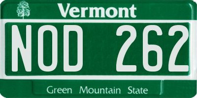 VT license plate NOD262