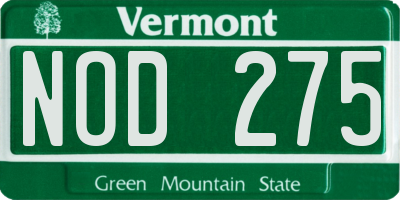 VT license plate NOD275