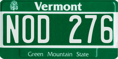 VT license plate NOD276