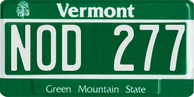 VT license plate NOD277