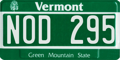 VT license plate NOD295