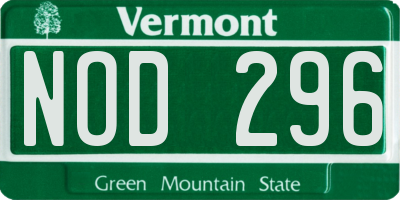VT license plate NOD296