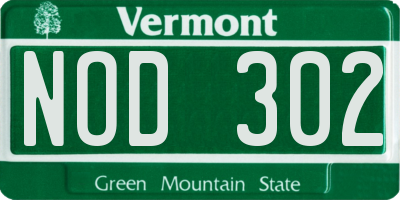 VT license plate NOD302