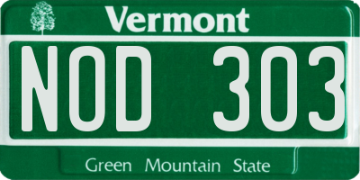 VT license plate NOD303