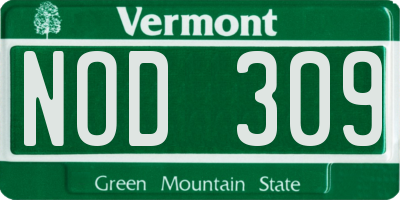 VT license plate NOD309
