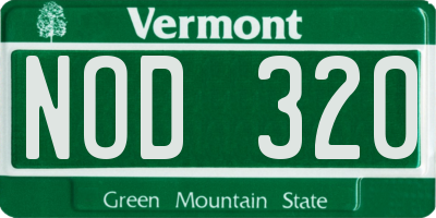 VT license plate NOD320
