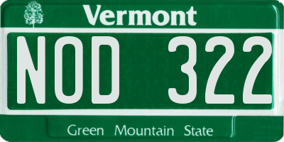 VT license plate NOD322