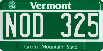 VT license plate NOD325