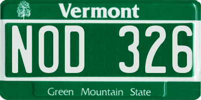 VT license plate NOD326