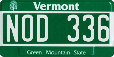 VT license plate NOD336