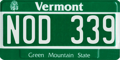 VT license plate NOD339