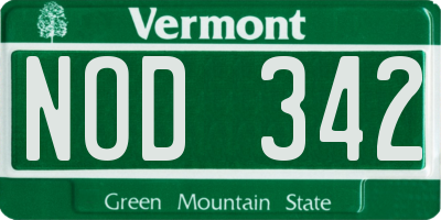VT license plate NOD342