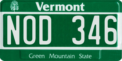 VT license plate NOD346