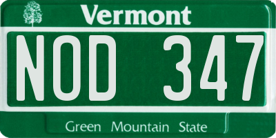 VT license plate NOD347