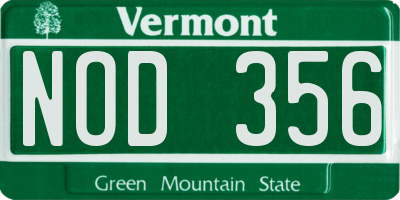 VT license plate NOD356