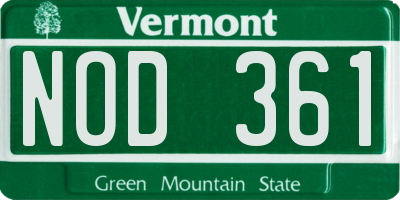 VT license plate NOD361