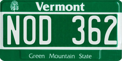 VT license plate NOD362