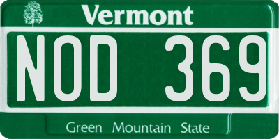 VT license plate NOD369
