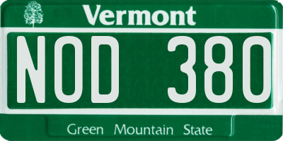 VT license plate NOD380