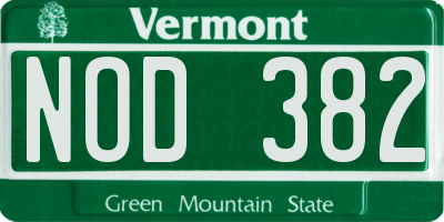 VT license plate NOD382
