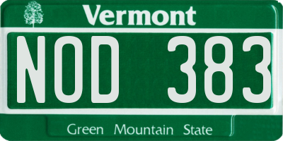 VT license plate NOD383