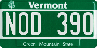 VT license plate NOD390
