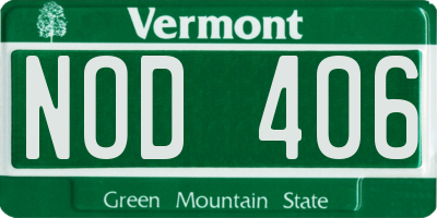 VT license plate NOD406