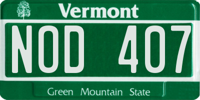 VT license plate NOD407