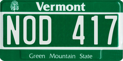 VT license plate NOD417