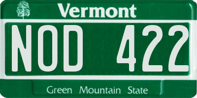 VT license plate NOD422