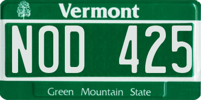 VT license plate NOD425