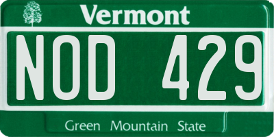 VT license plate NOD429