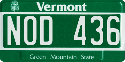 VT license plate NOD436
