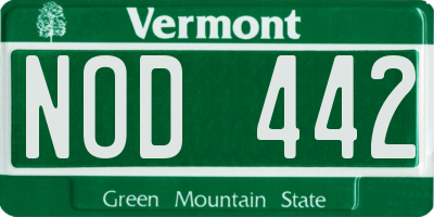 VT license plate NOD442