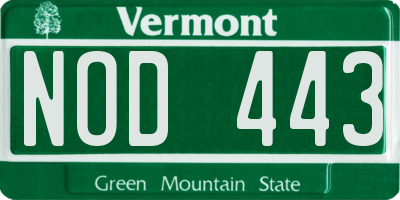VT license plate NOD443
