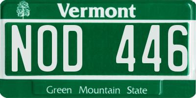 VT license plate NOD446