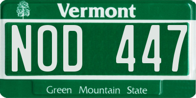 VT license plate NOD447