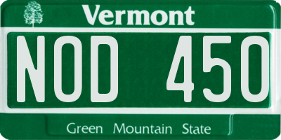 VT license plate NOD450