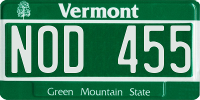 VT license plate NOD455