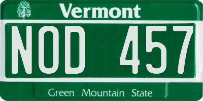 VT license plate NOD457