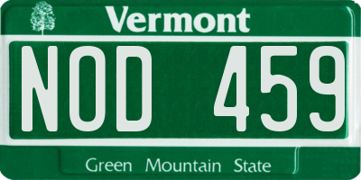 VT license plate NOD459