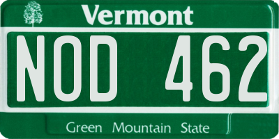VT license plate NOD462