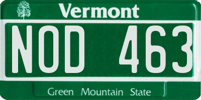 VT license plate NOD463